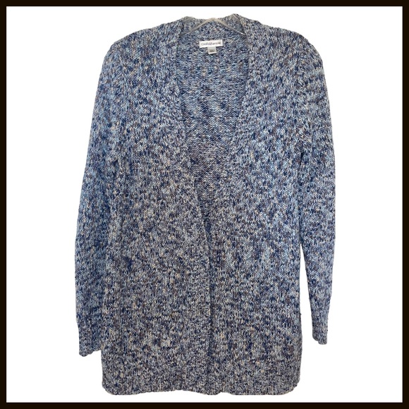 croft & barrow Sweaters - Croft & Barrow Open-Front Cardigan Blue Petite Medium